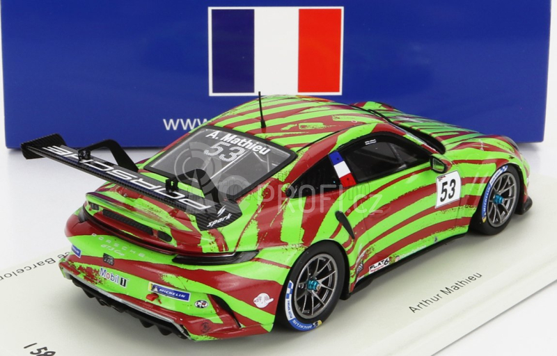 Spark-model Porsche 911 991 Gt3 Cup N 53 Porsche Carrera Cup France Barcelona 2021 Arthur Mathieu 1:43 Zelená Červená