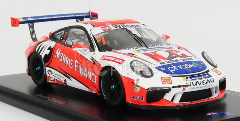 Spark-model Porsche 911 991 Gt3 N 7 Porsche Carrera Cup Australian Champion 2018 J.evans 1:43 Bílá Oranžová