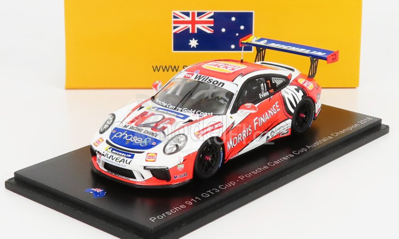 Spark-model Porsche 911 991 Gt3 N 7 Porsche Carrera Cup Australian Champion 2018 J.evans 1:43 Bílá Oranžová