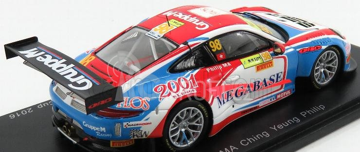 Spark-model Porsche 911 991 Gt3 N 98 Macau Gt World Cup 2016 Ma Ching Jeung Philip 1:43 Modrá Červená Žlutá