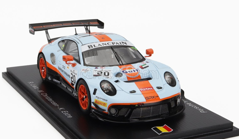 Spark-model Porsche 911 991 Gt3 R 4.0l Flat-6 Team Gpx Racing N 20 Winner 24h Spa 2019 Richard Lietz - Michael Christensen - Kevin Estre 1:43 Světle Modrá Oranžová Černá