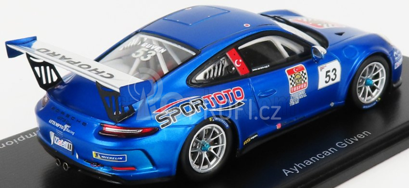 Spark-model Porsche 911 991 N 53 Porsche Carrera Cup France Champion 2018 A.guven 1:43 Blue