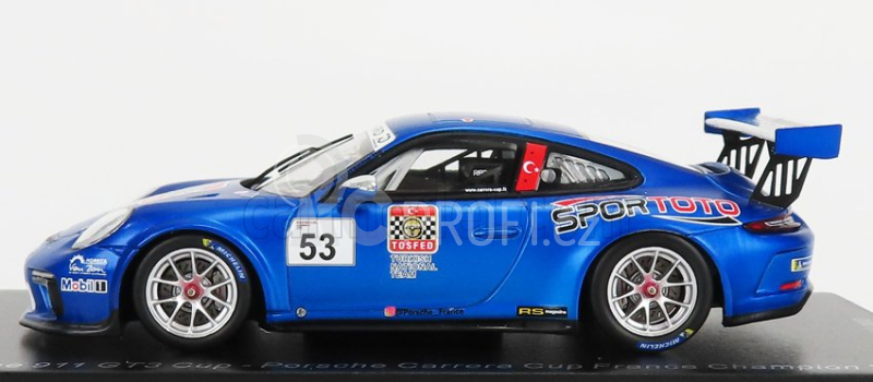 Spark-model Porsche 911 991 N 53 Porsche Carrera Cup France Champion 2018 A.guven 1:43 Blue