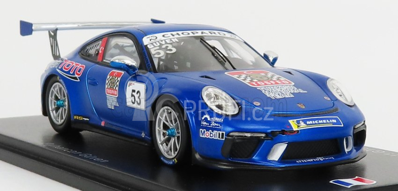 Spark-model Porsche 911 991 N 53 Porsche Carrera Cup France Champion 2018 A.guven 1:43 Blue