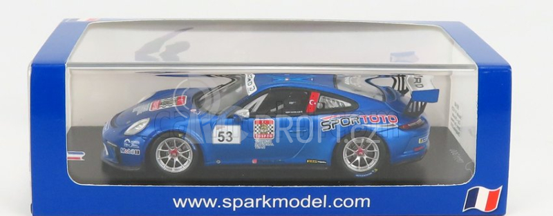 Spark-model Porsche 911 991 N 53 Porsche Carrera Cup France Champion 2018 A.guven 1:43 Blue