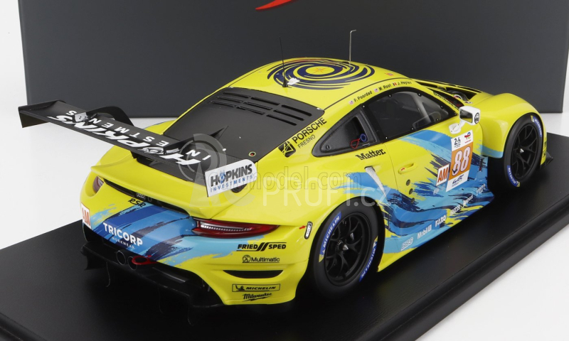 Spark-model Porsche 911 991 Rsr-19 4.2l Team Dempsey Proton Racing N 88 24h Le Mans 2022 F.poordad - M.root - J.heylen - Con Vetrina - With Showcase - Special Box 1:18 Žlutá Světle Modrá