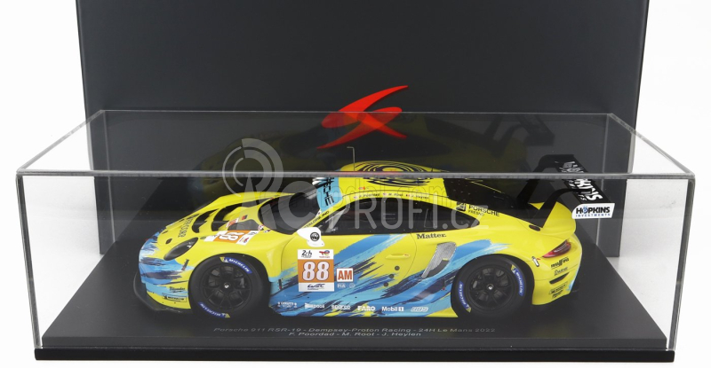 Spark-model Porsche 911 991 Rsr-19 4.2l Team Dempsey Proton Racing N 88 24h Le Mans 2022 F.poordad - M.root - J.heylen - Con Vetrina - With Showcase - Special Box 1:18 Žlutá Světle Modrá