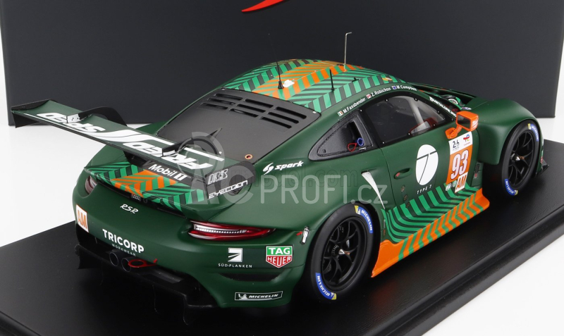 Spark-model Porsche 911 991 Rsr-19 4.2l Team Proton Competition N 93 24h Le Mans 2022 Michael Fassbender - Matt Campbell - Zacharie Robichon - Con Vetrina - With Showcase - Special Box 1:18 Zelená Černá