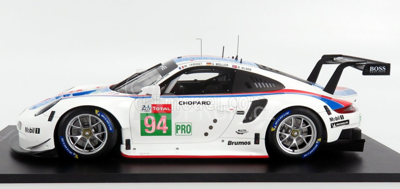 Spark-model Porsche 911 991 Rsr 4.0- Flat-6 Team Porsche Gt N 94 24h Le Mans 2019 S.muller - M.jaminet - D.olsen 1:18 Bílá