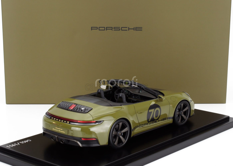 Spark-model Porsche 911 992 Cabriolet Open Spirit 70 2025 1:18 Olivová Neo Zelená Černá