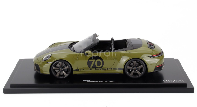 Spark-model Porsche 911 992 Cabriolet Open Spirit 70 2025 1:18 Olivová Neo Zelená Černá