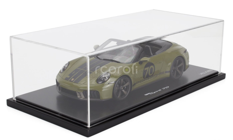Spark-model Porsche 911 992 Cabriolet Open Spirit 70 2025 1:18 Olivová Neo Zelená Černá