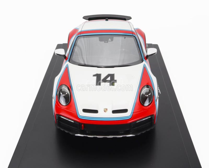 Spark-model Porsche 911 992 Coupe Martini Racing Livery N 14 Rally Dakar 2023 - Con Vetrina - With Showcase 1:18 Bílá Modrá Červená