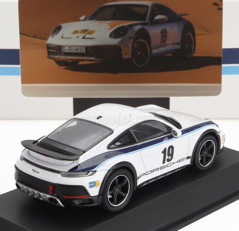 Spark-model Porsche 911 992 Coupe N 19 Rally Dakar Design 2022 1:43 Bílá Modrá