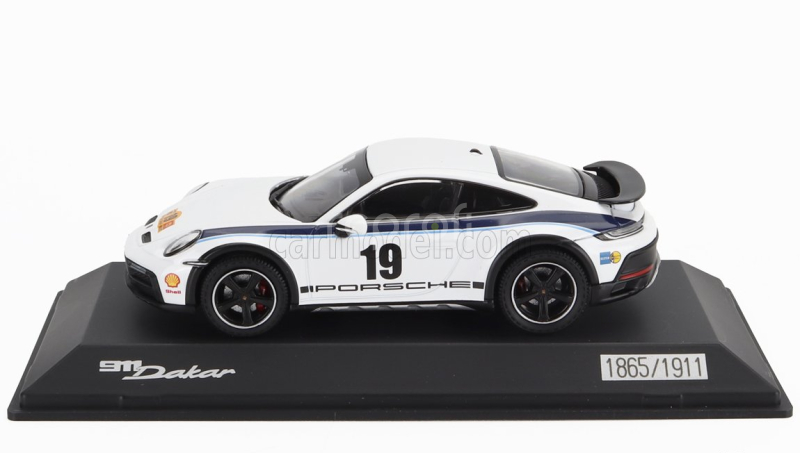 Spark-model Porsche 911 992 Coupe N 19 Rally Dakar Design 2022 1:43 Bílá Modrá