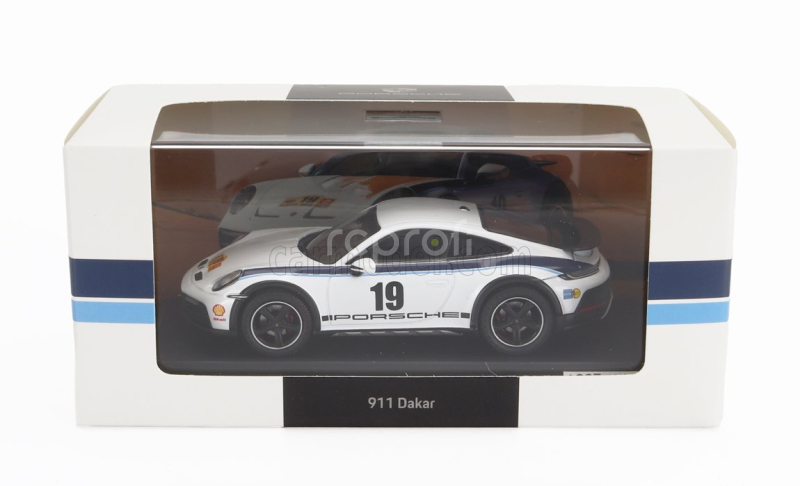 Spark-model Porsche 911 992 Coupe N 19 Rally Dakar Design 2022 1:43 Bílá Modrá