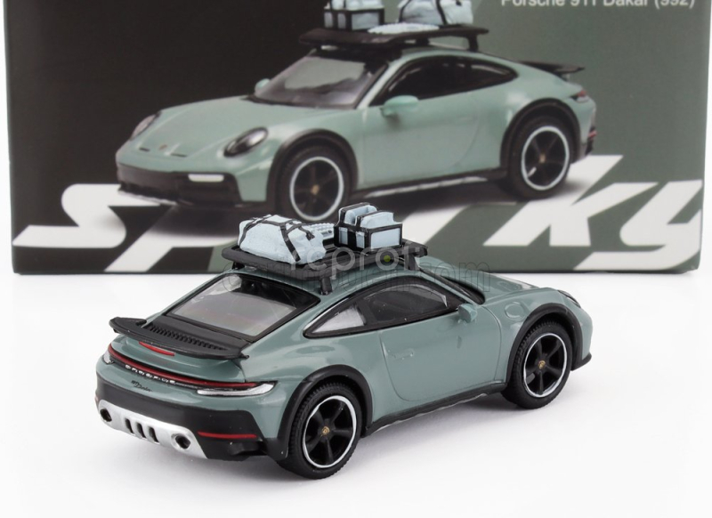 Spark-model Porsche 911 992 Dakar 3.0 Coupe With Pack Roof Accessories 2023 1:64 Zelený Odstín