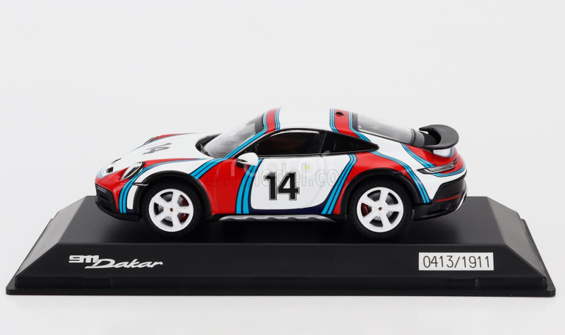 Spark-model Porsche 911 992 Dakar Coupe N 14 Martini Racing Livery 2023 1:43 Bílá Červená Modrá