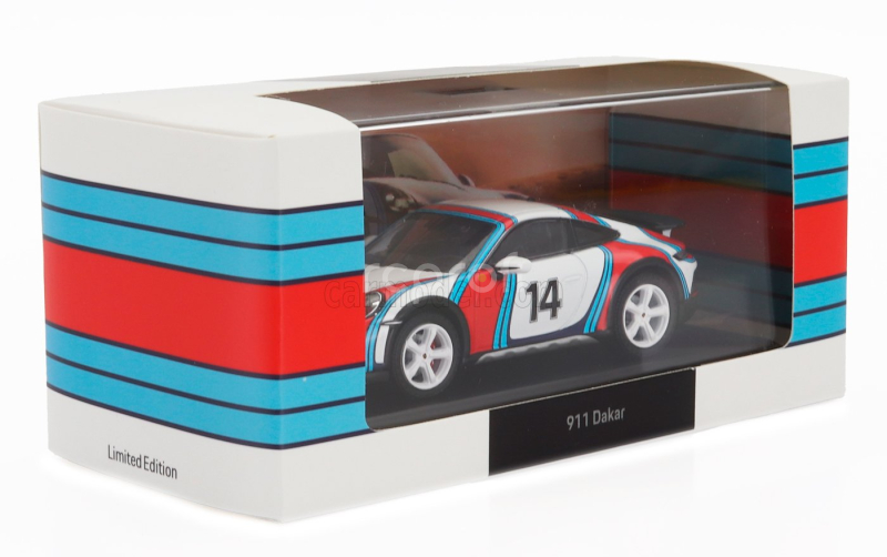 Spark-model Porsche 911 992 Dakar Coupe N 14 Martini Racing Livery 2023 1:43 Bílá Červená Modrá