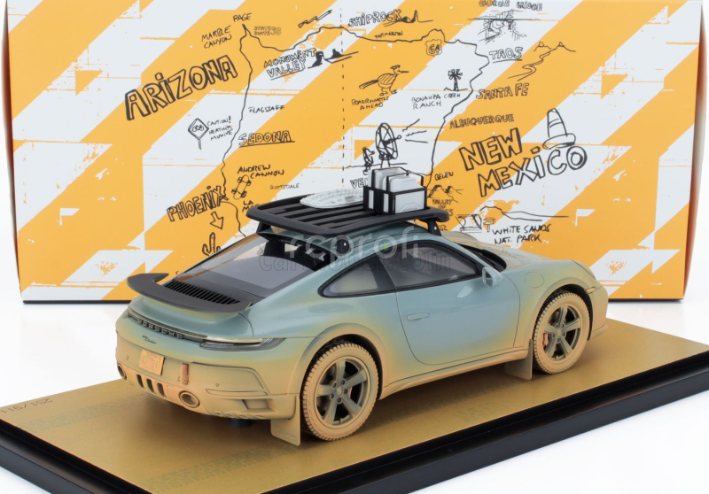 Spark-model Porsche 911 992 Dakar N 00 Ahead Coupe 2024 - Con Vetrina - With Showcase 1:18 Zelený Odstín