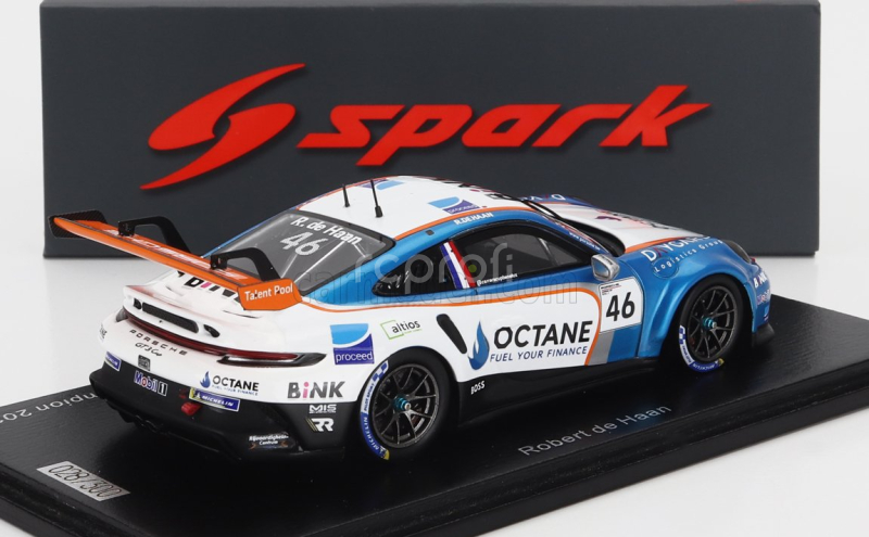 Spark-model Porsche 911 992 Gt3 Cup N 46 Porsche Carrera Cup Benelux Champion 2023 Robert De Haan 1:43 Bílá Modrá Met