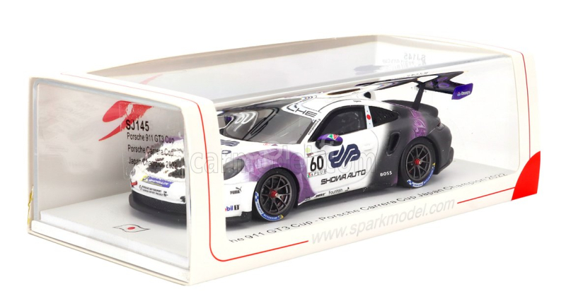 Spark-model Porsche 911 992 Gt3 Cup N 60 Porsche Carrera Cup Japan Champion 2022 Ryo Ogawa 1:43 Bílá Fialová Černá