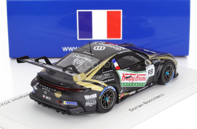 Spark-model Porsche 911 992 Gt3 Cup N 98 France Champion Porsche Carrera Cup 2023 Dorian Boccolacci 1:43 Black