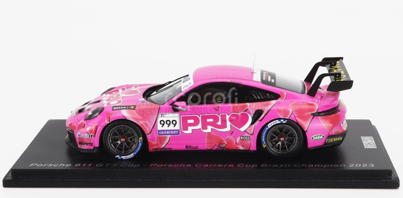 Spark-model Porsche 911 992 Gt3 Cup N 999 Porsche Carrera Cup Brazil Champion 2023 Nicolas Costa 1:43 Pink