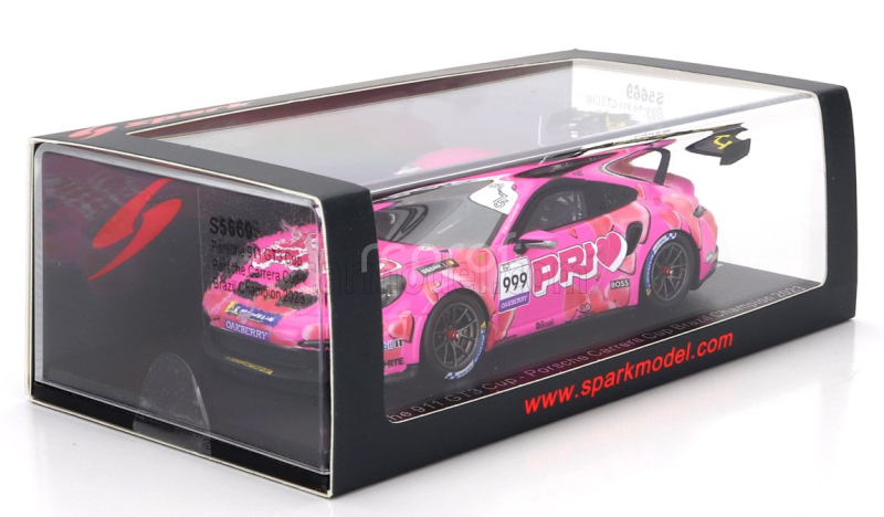 Spark-model Porsche 911 992 Gt3 Cup N 999 Porsche Carrera Cup Brazil Champion 2023 Nicolas Costa 1:43 Pink