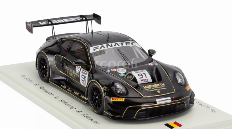 Spark-model Porsche 911 992 Gt3 R 4.2l Team Herbert Motorsport N 91 24h Spa 2024 Ralf Bohn - Robert Renauer - Morris Schuring - Alfred Renauer 1:43 Black
