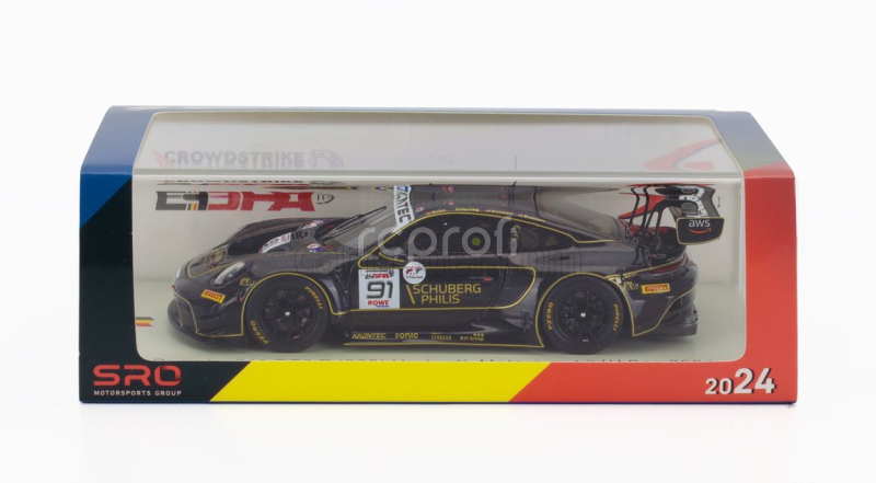 Spark-model Porsche 911 992 Gt3 R 4.2l Team Herbert Motorsport N 91 24h Spa 2024 Ralf Bohn - Robert Renauer - Morris Schuring - Alfred Renauer 1:43 Black