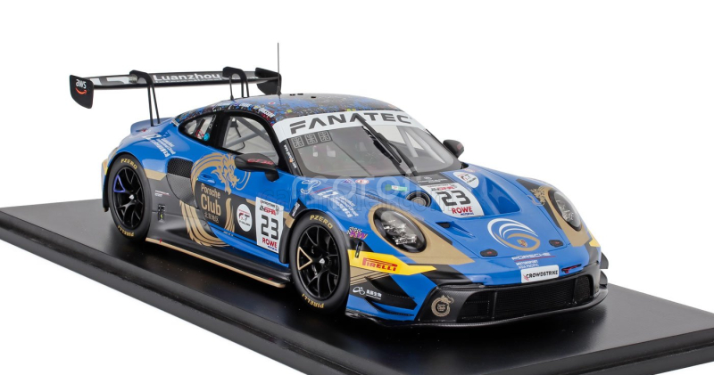 Spark-model Porsche 911 992 Gt3 R 4.2l Team Phantom Global Racing N 23 24h Spa 2024 Jaxon Evans - Joel Eriksson - Thomas Preining 1:18 Blue
