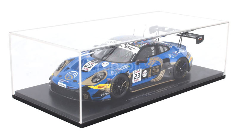 Spark-model Porsche 911 992 Gt3 R 4.2l Team Phantom Global Racing N 23 24h Spa 2024 Jaxon Evans - Joel Eriksson - Thomas Preining 1:18 Blue