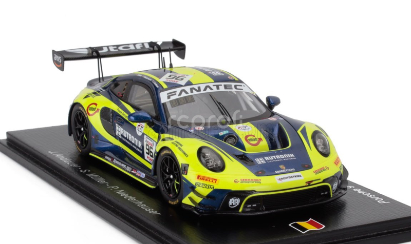 Spark-model Porsche 911 992 Gt3 R 4.2l Team Rutronik Racing N 96 24h Spa 2024 Julien Andlauer - Sven Muller - Patric Niederhauser 1:43 Žlutá Modrá