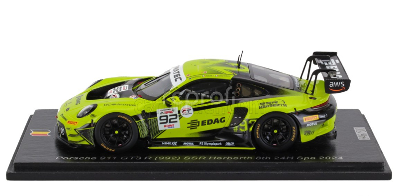 Spark-model Porsche 911 992 Gt3 R 4.2l Team Ssr Herberth N 92 24h Spa 2024 Mathieu Jaminet - Matt Campbell - Frederic Makowiecki 1:43 Zelená Černá