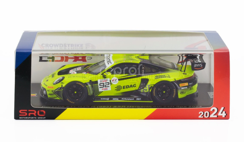 Spark-model Porsche 911 992 Gt3 R 4.2l Team Ssr Herberth N 92 24h Spa 2024 Mathieu Jaminet - Matt Campbell - Frederic Makowiecki 1:43 Zelená Černá