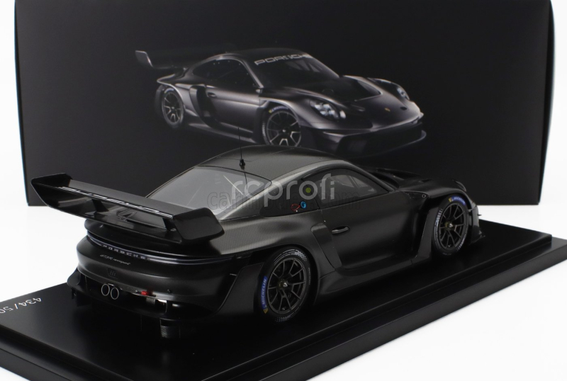 Spark-model Porsche 911 992 Gt3 R N 0 Racing Coupe 2023 - Con Vetrina - With Showcase 1:18 Carbon Black