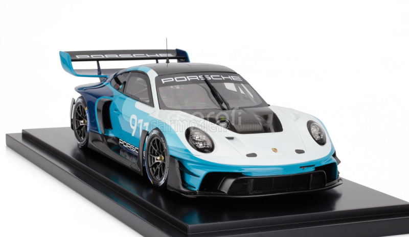 Spark-model Porsche 911 992 Gt3 R N 911 Racing Speed Icon Design Coupe 2023 - Con Vetrina - With Showcase 1:18 2 Tóny Modré Bílé