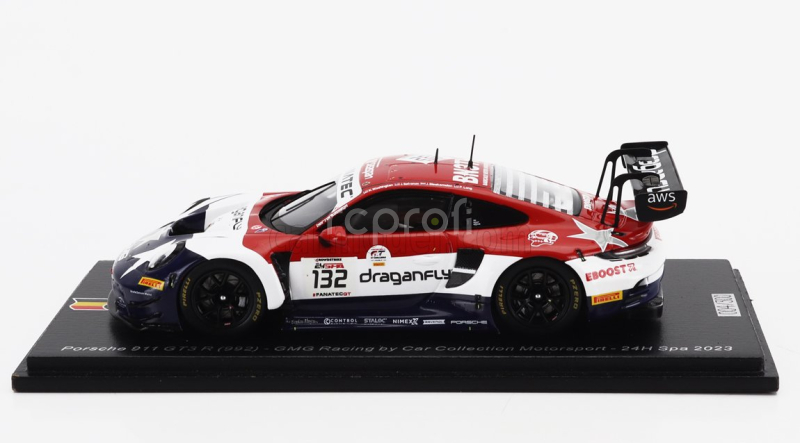 Spark-model Porsche 911 992 Gt3 R Team Gmg Racing N 132 24h Spa 2023 K.wadhington - J.sofronas - P.long - J.bleekemolen 1:43 Červená Bílá Modrá
