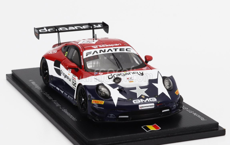 Spark-model Porsche 911 992 Gt3 R Team Gmg Racing N 132 24h Spa 2023 K.wadhington - J.sofronas - P.long - J.bleekemolen 1:43 Červená Bílá Modrá