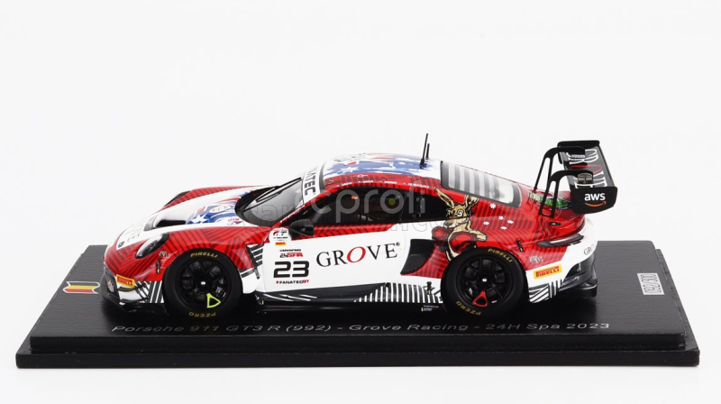 Spark-model Porsche 911 992 Gt3 R Team Grove Racing N 23 24h Spa 2023 S.grove - B.grove - A.de Pasquale - E.bamber 1:43 Červená Bílá