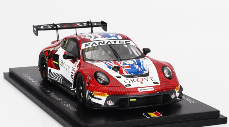Spark-model Porsche 911 992 Gt3 R Team Grove Racing N 23 24h Spa 2023 S.grove - B.grove - A.de Pasquale - E.bamber 1:43 Červená Bílá