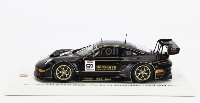 Spark-model Porsche 911 992 Gt3 R Team Herbert Motorsport N 91 24h Spa 2023 R.bohn - K.van Berlo - A.renauer - R.renauer 1:43 Black