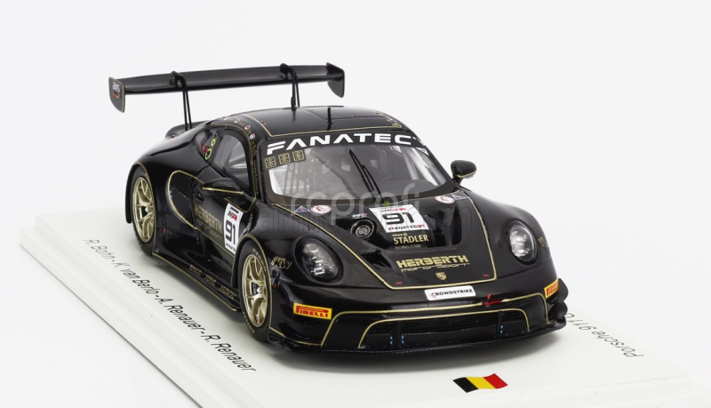 Spark-model Porsche 911 992 Gt3 R Team Herbert Motorsport N 91 24h Spa 2023 R.bohn - K.van Berlo - A.renauer - R.renauer 1:43 Black