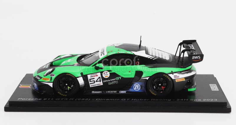 Spark-model Porsche 911 992 Gt3 R Team Huber Racing N 54 24h Spa 2023 A.guven - S.muller - C.engelhart 1:43 Zelená Černá