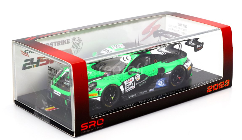 Spark-model Porsche 911 992 Gt3 R Team Huber Racing N 54 24h Spa 2023 A.guven - S.muller - C.engelhart 1:43 Zelená Černá
