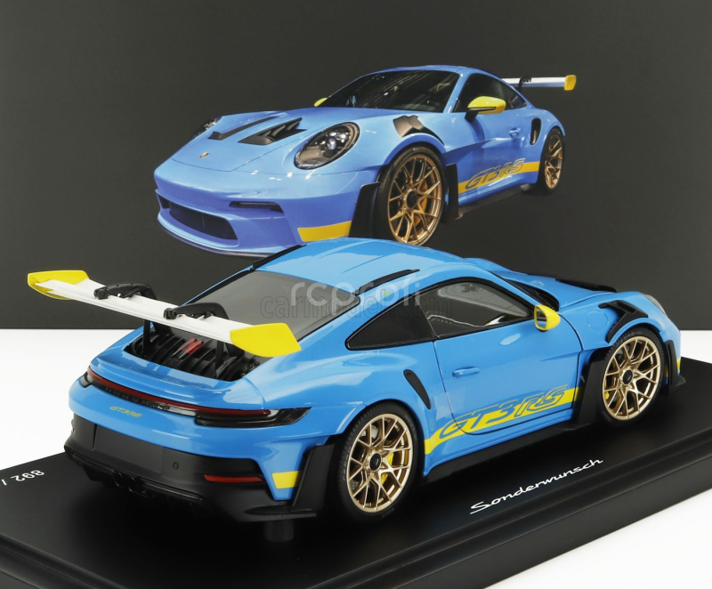 Spark-model Porsche 911 992 Gt3 Rs Coupe 2023 1:18 Světle Modrá Žlutá