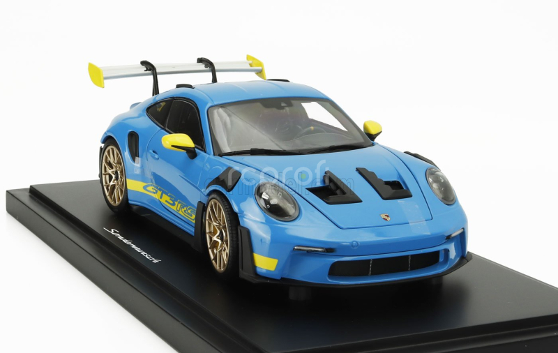 Spark-model Porsche 911 992 Gt3 Rs Coupe 2023 1:18 Světle Modrá Žlutá