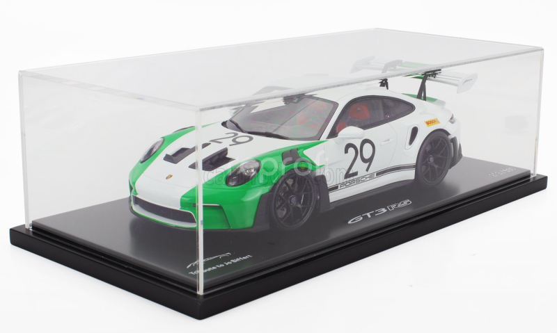 Spark-model Porsche 911 992 Gt3 Rs N 29 Racing Coupe Jo Siffert Tribute 2023 - Con Vetrina - With Showcase 1:18 Bílá Zelená