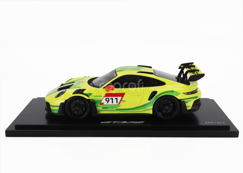 Spark-model Porsche 911 992 Gt3 Rs N 911 Coupe 2023 - Con Vetrina - With Showcase 1:18 Žlutá Zelená